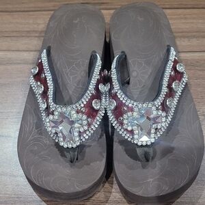 Elegant Burgundy Embellished Sandals